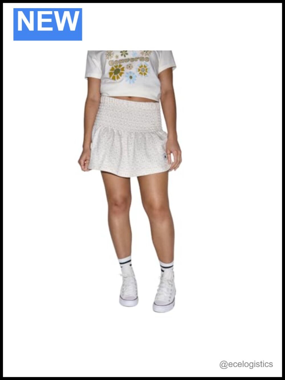 Converse Chuck Floral Skirt Pull On Knee Length Cotton Blend